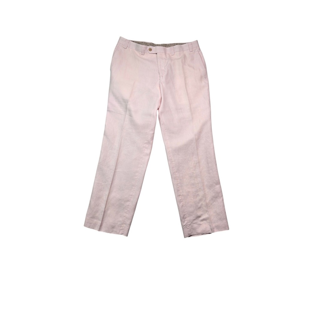 Lauren Ralph Lauren Dress Pants Mens 36 Pink 100% Linen Flat Front Slacks